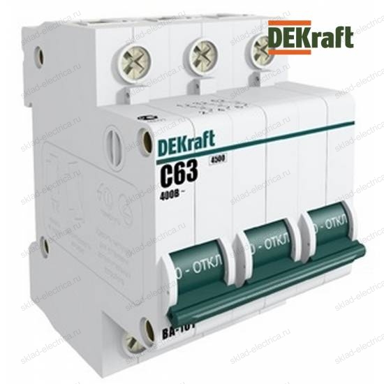Выключатель DEKraft автоматический трехполюсный 6А С ВА-101 4.5кА