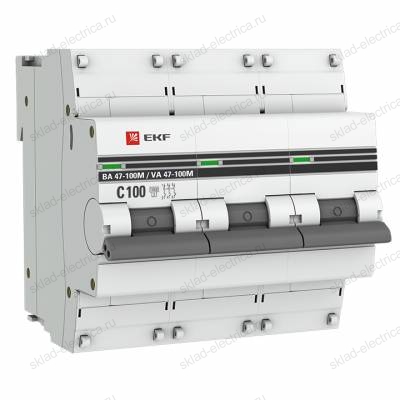 Автоматический выключатель 3P 100А (C) 10kA ВА 47-100M без теплового расцепителя EKF PROxima