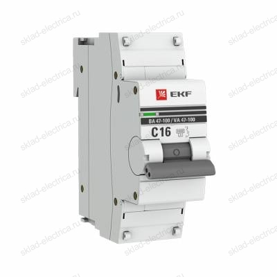 Автоматический выключатель 1P 16А (C) 10kA ВА 47-100 EKF PROxima