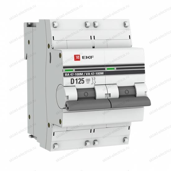 Автоматический выключатель 2P 125А (D) 10kA ВА 47-100M без теплового расцепителя EKF PROxima