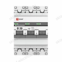 Автоматический выключатель 3P 20А (B) 6кА ВА 47-63 EKF PROxima