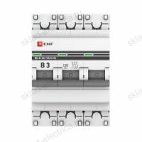 Автоматический выключатель 3P 3А (B) 4,5кА ВА 47-63 EKF PROxima