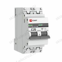 Автоматический выключатель 2P 25А (C) 6кА ВА 47-63M без теплового расцепителя EKF PROxima