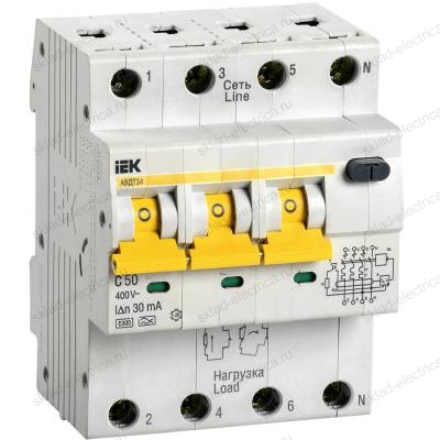 KARAT Автоматический выключатель дифференциального тока АВДТ 34 C50 30мА тип A IEK