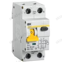 Автоматический однополюсный выключатель дифференциального тока IEK АВДТ32 С6 A30