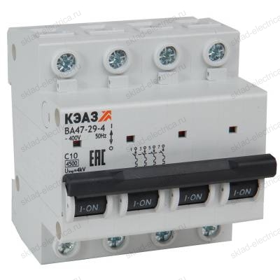 Выключатель автоматический модульный ВА47-29-4C2-УХЛ3 (4,5кА)-КЭАЗ
