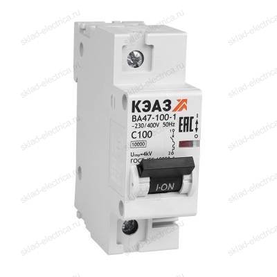 Выключатель автоматический модульный ВА47-100-1B80-УХЛ3 (10кА)-КЭАЗ