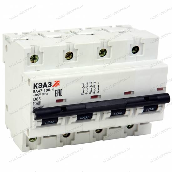 Выключатель автоматический модульный ВА47-100-4C40-УХЛ3 (10кА)-КЭАЗ