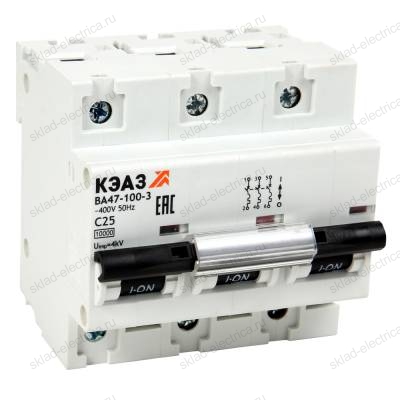 Выключатель автоматический модульный ВА47-100-3D100-УХЛ3 (10кА)-КЭАЗ