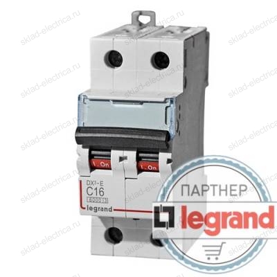 Legrand Выключатель автоматический двухполюсный 10А C DX3-E 6кА (арт. 407275)