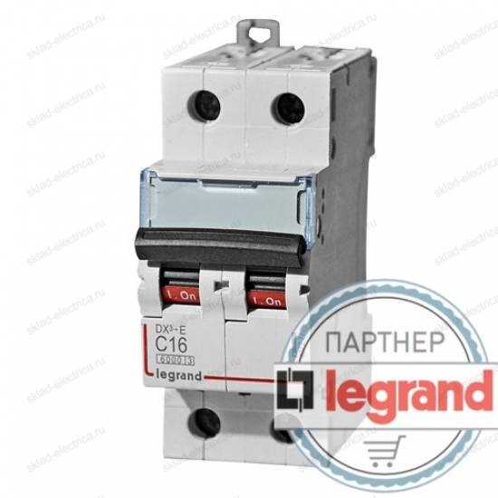 Legrand Выключатель автоматический двухполюсный 50А C DX3-E 6кА (арт. 407282)