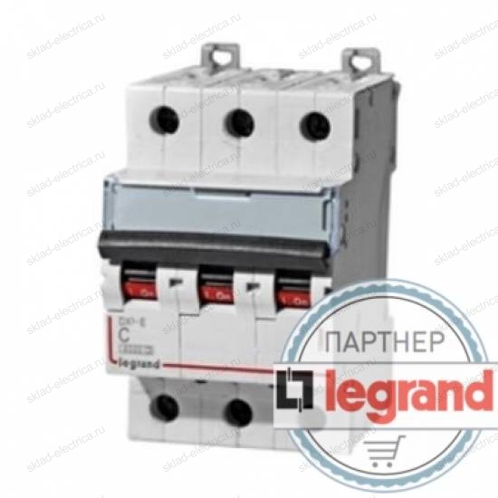 Legrand Выключатель автоматический трехполюсный 40А C DX3-E 6кА (арт. 407295)