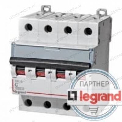 Legrand Выключатель автоматический четырехполюсный 6А C DX3-E 6kA/6kА (арт. 407302)