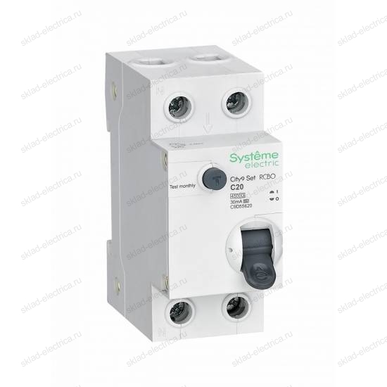 Автоматический выключатель дифферинциального тока (АВДТ) 1P+N С 20А 4.5kA 30мА Тип-A C9D55620 City9 Set