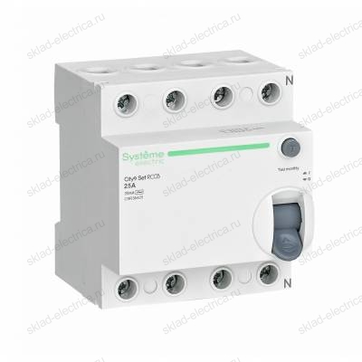 Выключатель дифференциального тока (УЗО) четырехполюсный 25А 30мА Тип-AC C9R36425 City9 Set
