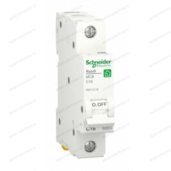 Автоматический выключатель Schneider Electric Resi9 1P 16А (C) 6кА, R9F12116