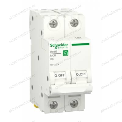 Автоматический выключатель Schneider Electric Resi9 2P 6А (B) 6кА, R9F02206