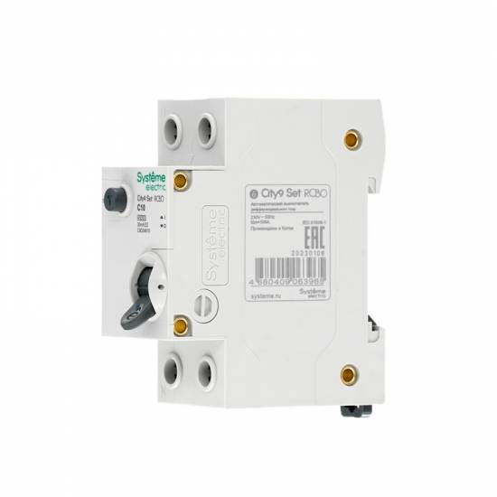 Автоматический выключатель дифферинциального тока (АВДТ) 1P+N С 10А 4.5kA 30мА Тип-AС C9D34610 City9 Set 7