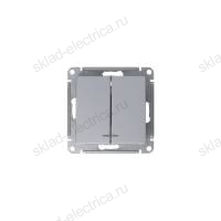 Выключатель двухклавишный с подсветкой ATN000353 Schneider Electric Atlas Design алюминий