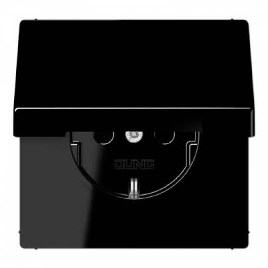 JUNG LS990 Черная Розетка штепсельная Schuko с крышкой 16A, 250V