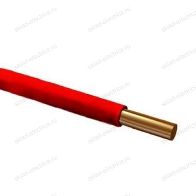 Провод установочный силовой ПВ1 (ПуВ) 1х6 красный однопроволочный