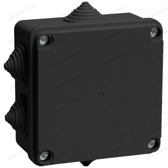Коробка распаячная КМ41234 для открытой проводки 100х100х50мм IP55 6 гермовводов черная (RAL 9005) IEK