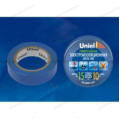 UIT-135P 10/15/01 BLU Изоляционная лента Uniel 10м, 15мм, 0,135мм, 1шт, цвет Синий
