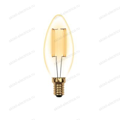 LED-C35-5W-GOLDEN-E14 GLV21GO Лампа светодиодная Vintage. Форма свеча. золотистая колба. Картон. ТМ Uniel