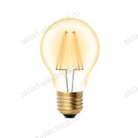 LED-A60-6W/GOLDEN/E27 GLV21GO Лампа светодиодная Vintage. Форма «A», золотистая колба. Картон. ТМ Uniel