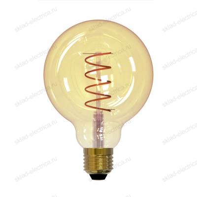 LED-G95-4W-GOLDEN-E27-CW GLV21GO Лампа светодиодная Vintage. Форма шар. золотистая колба. Cпиральная нить.