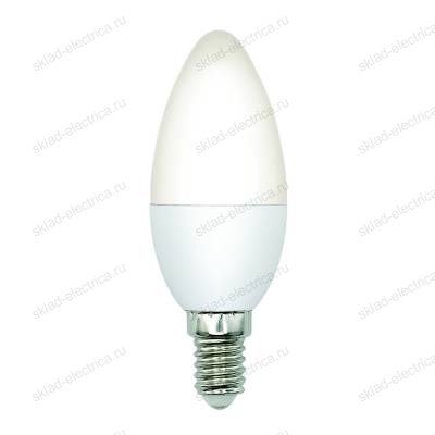 LED-C37-5W/3000K/E14/FR/SLS Лампа светодиодная. Форма "свеча", матовая. Теплый белый свет (3000K). ТМ Volpe