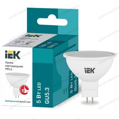 Лампа светодиодная MR16 софит 5Вт 230В 4000К GU5.3 IEK