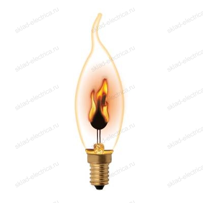 IL-N-CW35-3-RED-FLAME-E14-CL Лампа декоративная с типом свечения эффект пламени. Форма свеча на ветру. прозрачная.