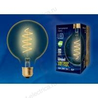 LED-G95-4W/GOLDEN/E27/CW GLV21GO Лампа светодиодная Vintage. Форма «шар», золотистая колба. Cпиральная нить. Картон. ТМ Uniel