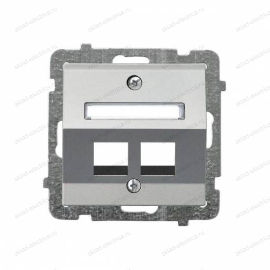 Ospel Sonata серебро матовое накладка компьютерной розетки наклонной 2-й, без рамки