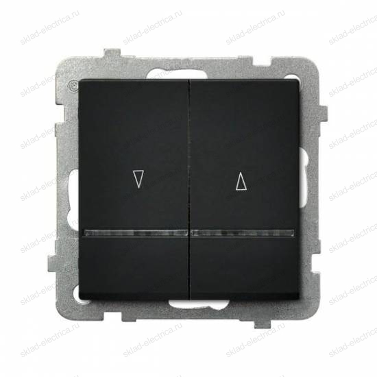 Ospel Sonata черный металлик выключатель жалюзийный с подсветкой, без рамки