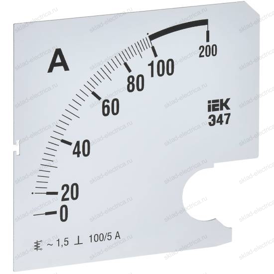 Шкала сменная для амперметра Э47 100/5А класс точности 1,5 96х96мм IEK