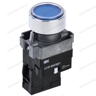 Кнопка управления LA167-BWF3671 d=22мм RC 1з с подсветкой синяя IEK