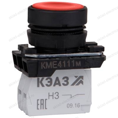 Кнопка КМЕ4502м-красный-0но+2нз-цилиндр-IP54-КЭАЗ