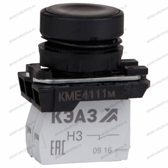 Кнопка КМЕ4502м-черный-0но+2нз-цилиндр-IP54-КЭАЗ