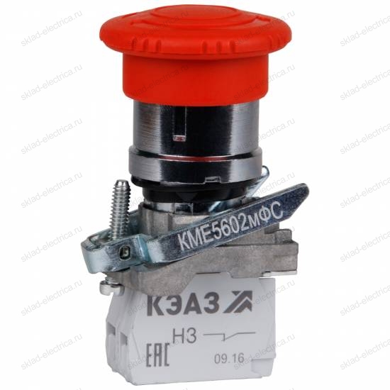 Кнопка КМЕ5501мФС-красный-0но+1нз-гриб-IP54-КЭАЗ