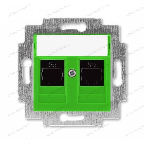 Розетка компьютерная 2-ая кат.6, RJ-45 (интернет), цвет Зеленый/Дымчатый черный, Levit