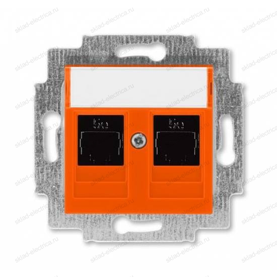 Розетка компьютерная 2-ая кат.5е, RJ-45 (интернет), цвет Оранжевый/Дымчатый черный, Levit