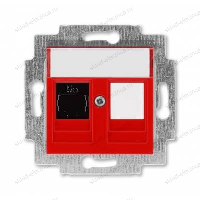 Розетка компьютерная 1-ая кат.5е, RJ-45 (интернет), цвет Красный/Дымчатый черный, Levit