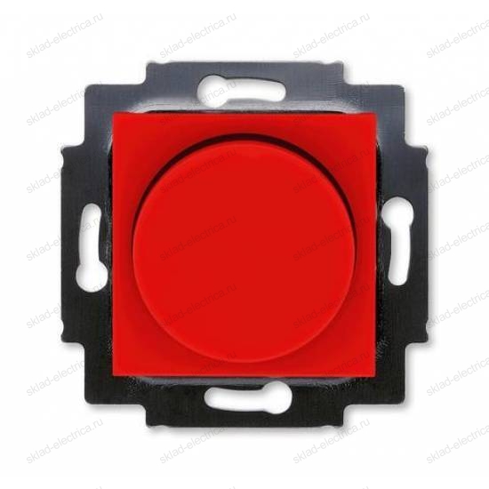 Диммер поворотно-нажимной, 600Вт для ламп накаливания, цвет Красный/Дымчатый черный, Levit