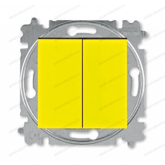 Выключатель 2-клавишный проходной (с двух мест), цвет Желтый/Дымчатый черный, Levit