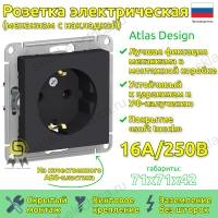 Розетка с заземлением  ATN001043 Schneider Electric Atlas Design карбон