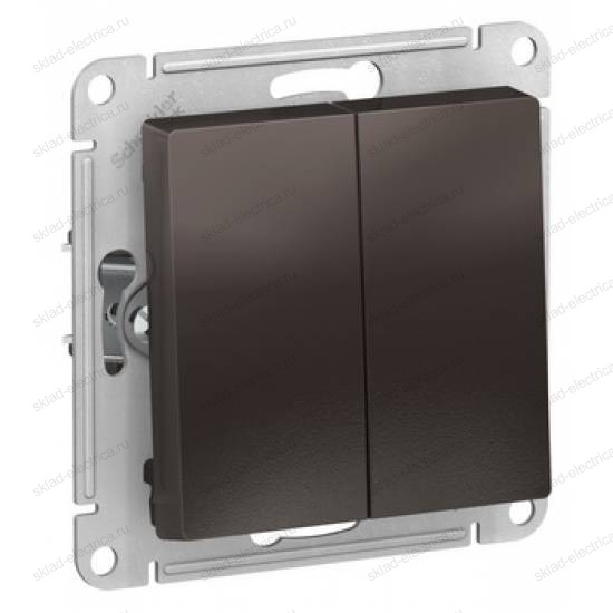 Выключатель двухклавишный ATN000651 Schneider Electric Atlas Design мокко