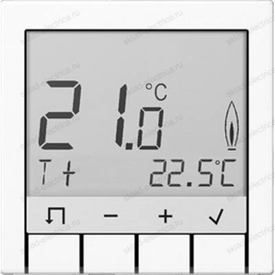Терморегулятор, поворотный, датчик температуры воздуха Jung eco profi цвет белый