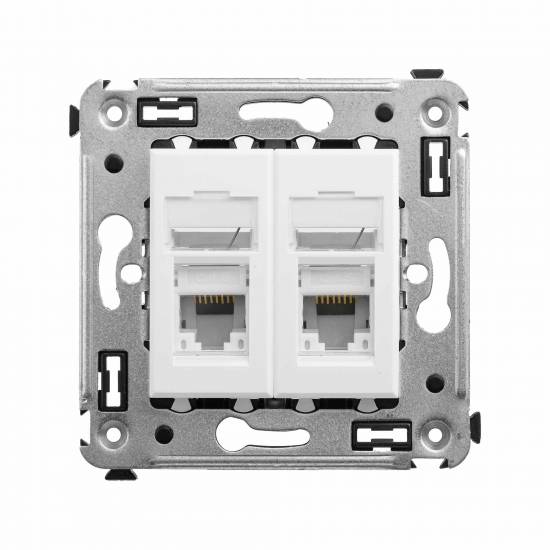 Компьютерная розетка RJ-45 в стену, кат.5e двойная, Avanti DKC "Белое облако"